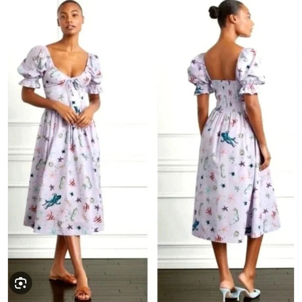 Hill House Home The Athena Nap Dress Lilac Under the Sea Fish Print XS\u200e Purple | Poshmark