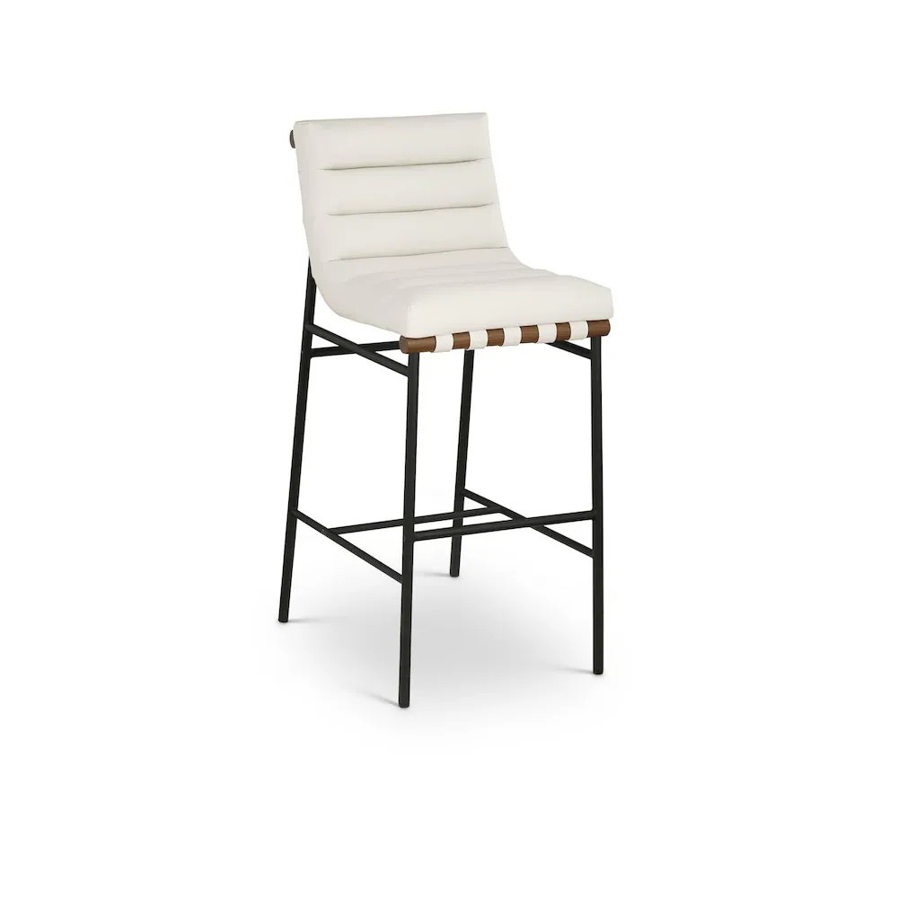 Meridian Burke Cream Vegan Leather Bar Stool one_size | 800CREAM-C | Lowe's
