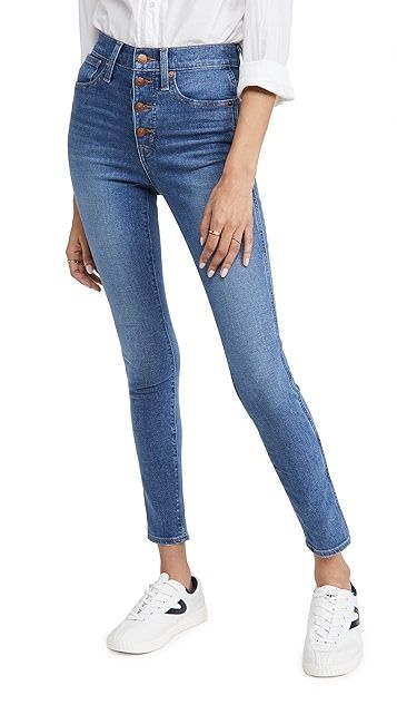 10'' High Rise Skinny Button Front Jeans | Shopbop