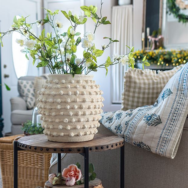 Cement Planter Vase With Textured Knots | Antique Farm House
