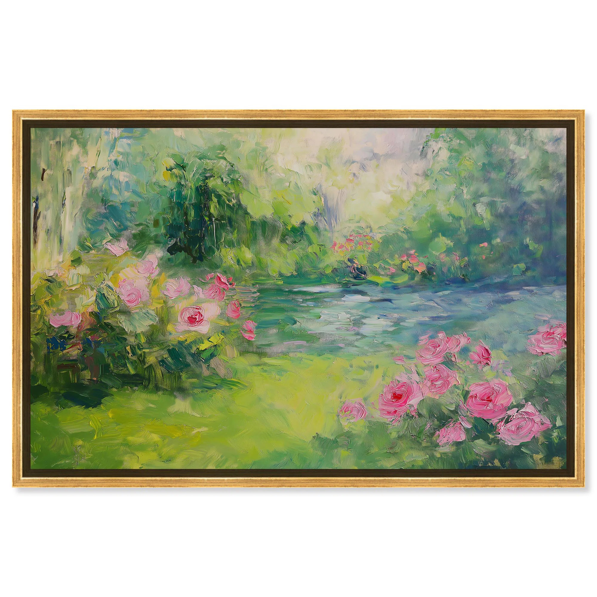 Garden of English Roses Canvas Impressionism Art by Art Remedy | Wayfair North America