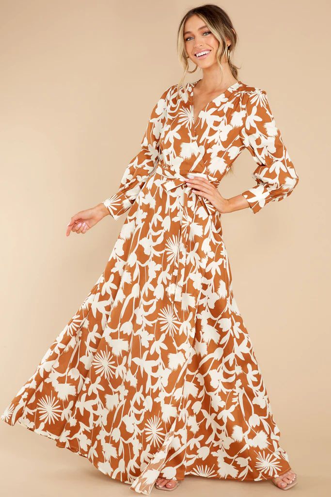 Unmatched Beauty Ivory And Copper Print Maxi Dress | Red Dress 
