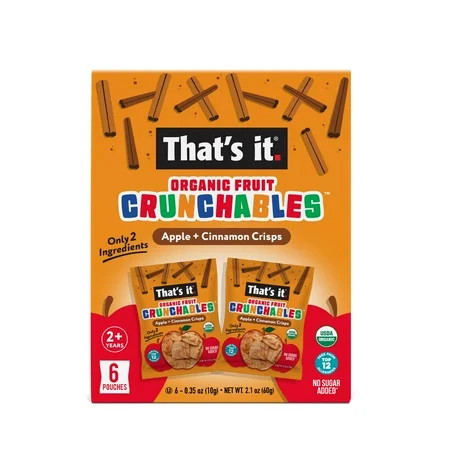 That's It. Crispy, Gluten-Free, Organic Apple + Cinnamon Crunchables, 6 Count, Cardboard Box | Walmart (US)