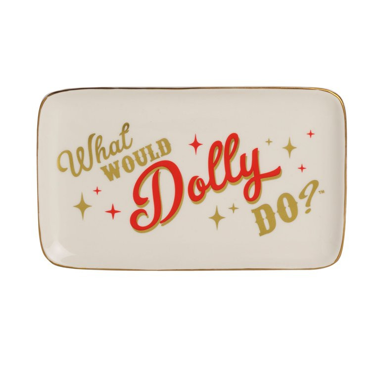 Dolly Parton 7.5 x 4.5 inch White Metallic "What Would Dolly Do" Ceramic Trinket Tray, Decoration | Walmart (US)
