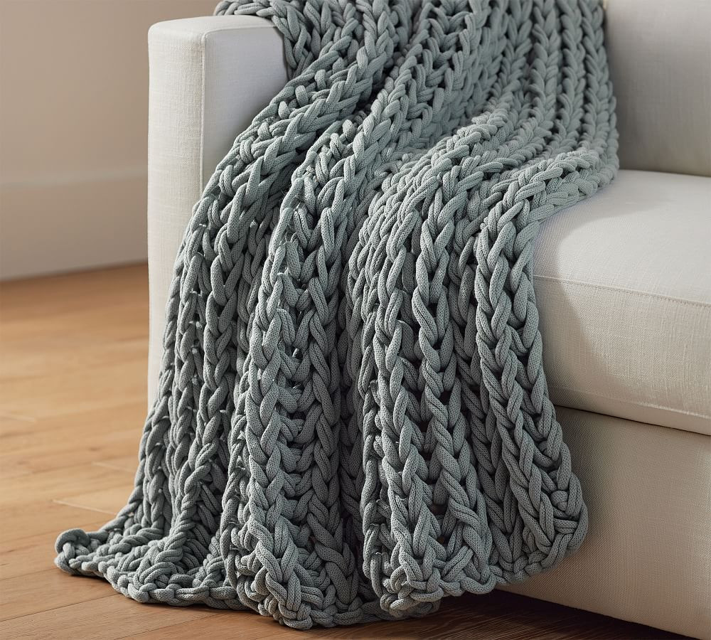 Colossal Ribbed Handknit Throw | Pottery Barn (US)