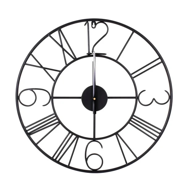 Better Homes and Gardens Black Metal Outdoor Decorative Hanging Clock Wall Art Decor, 22Lx1.4Wx22... | Walmart (US)