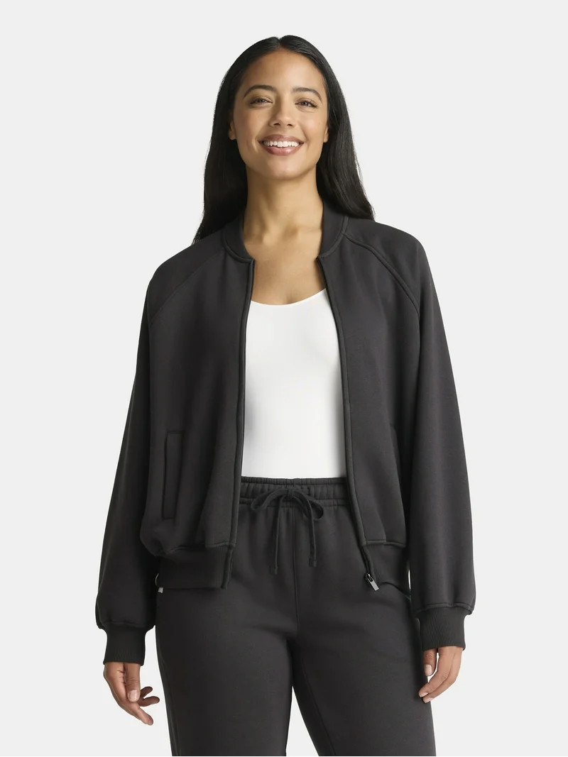 Athletic Works Women's Zip Front Fleece Bomber Jacket, Sizes XS-XXXL | Walmart (US)