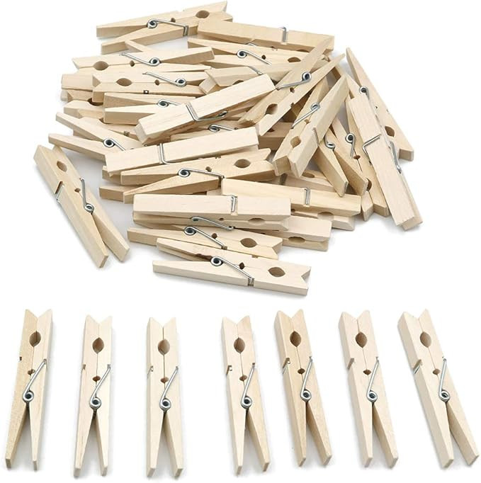 jijAcraft Wooden Clothespins 100 Pcs,Wooden Clips 2.8 x 0.5 inches,Clothespins Bulk Laundry Pins ... | Amazon (US)