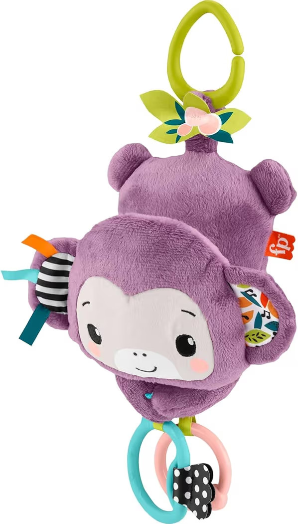 Fisher-Price Baby Stroller Toy Sing & Go Purple Monkey Musical Sensory Plush with Crinkle & Clack... | Amazon (US)