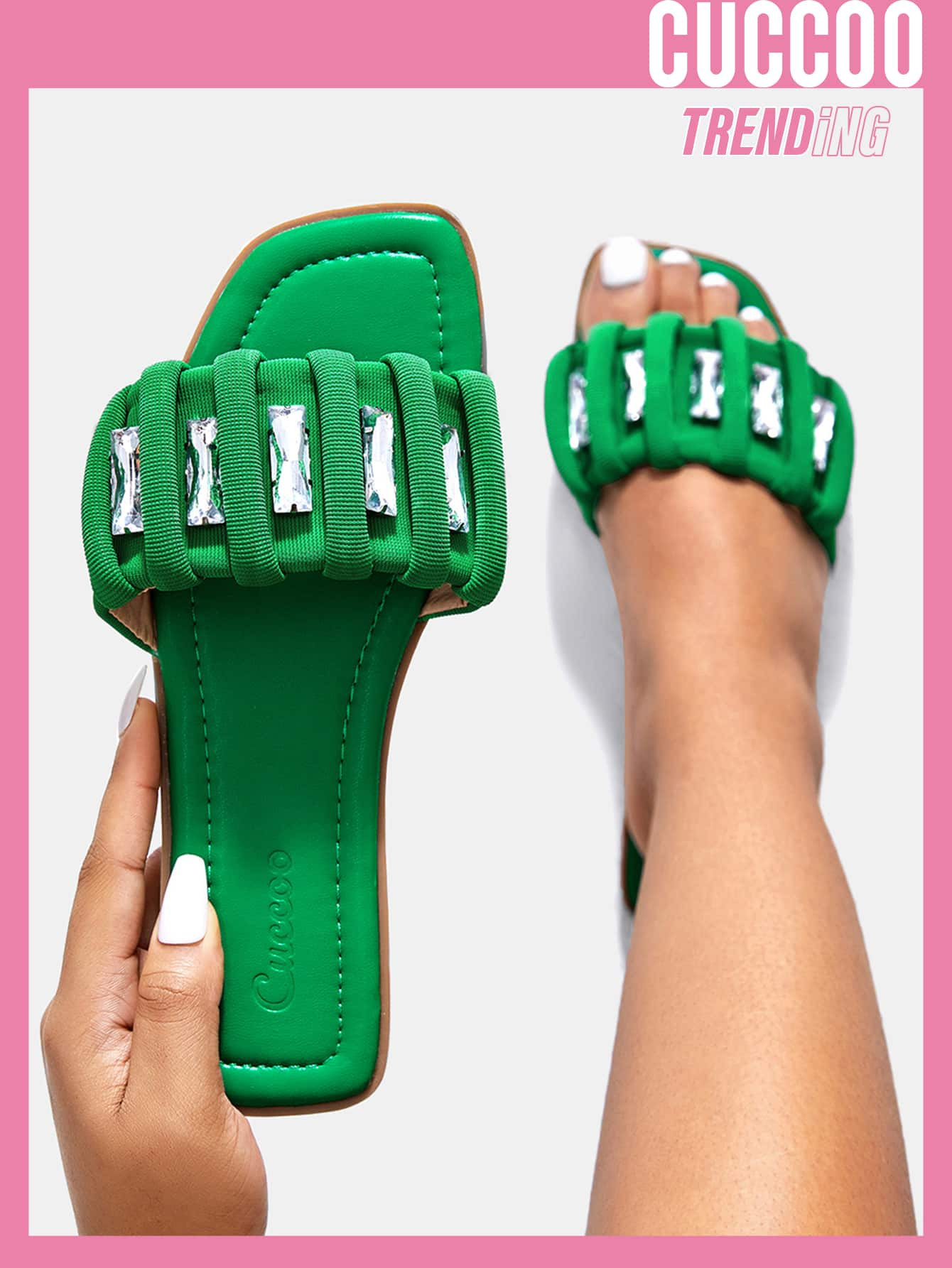 CUCCOO Trending Jewelled Decor Slide Sandals | SHEIN