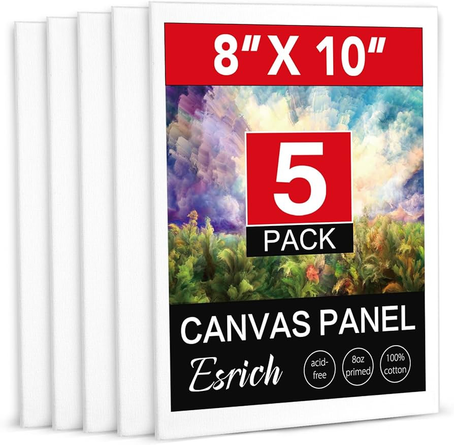 ESRICH Canvas Boards for Painting, 5 Pack Canvases for Painting 8x10 Cotton Primed Acid Free Blan... | Amazon (US)