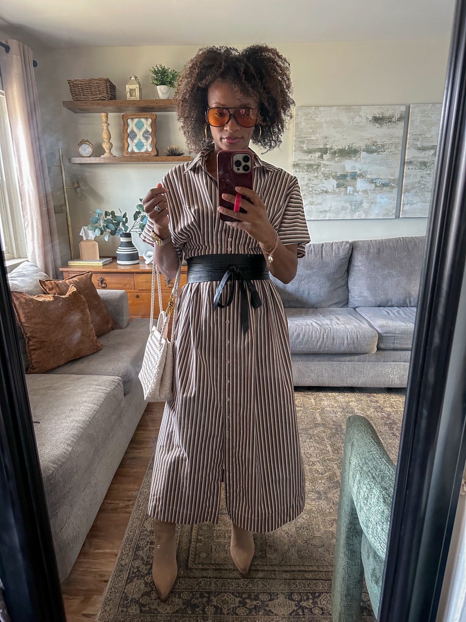 Wearing size XS dress.  Comes in 3 lengths: petite, regular and tall