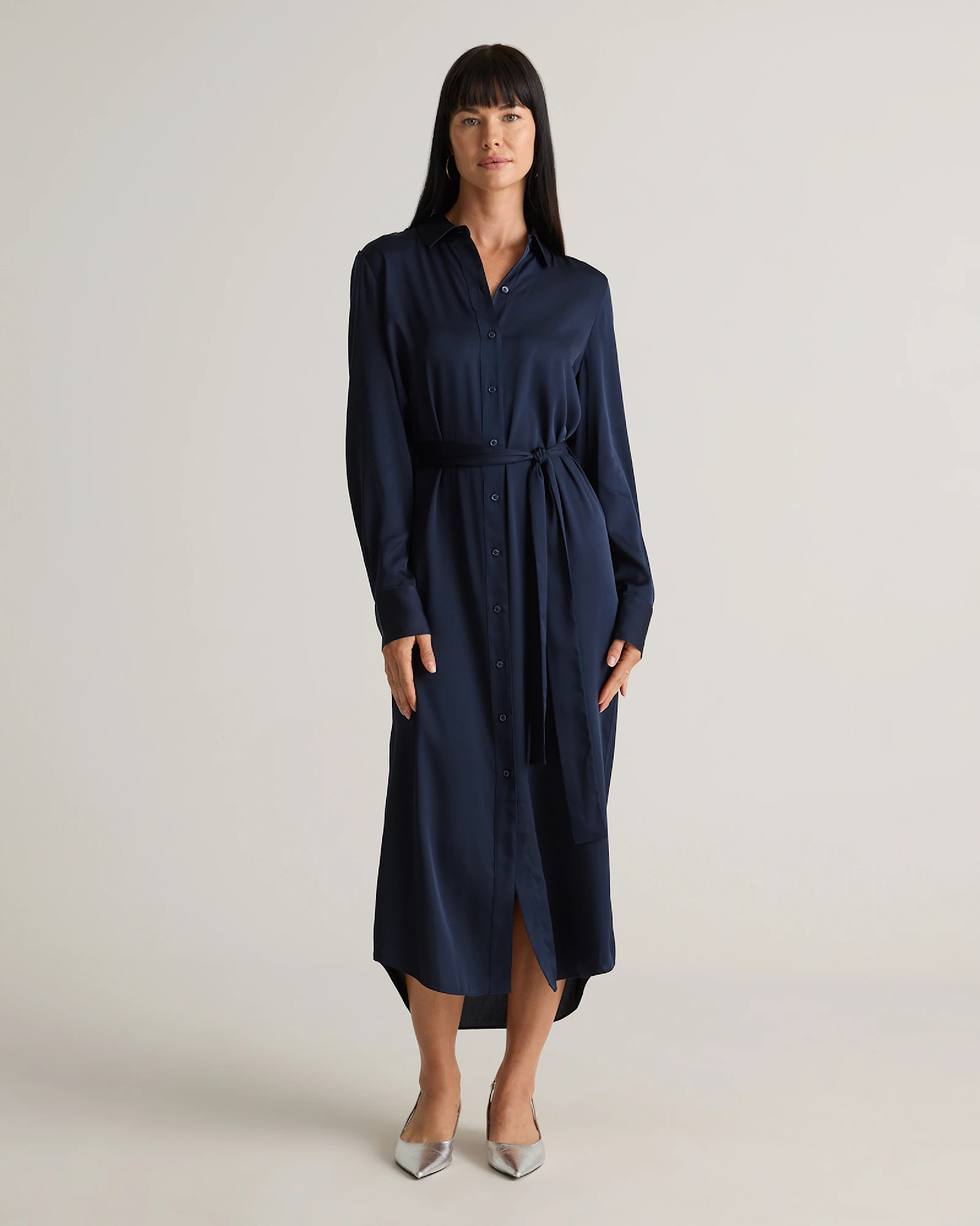 Washable Stretch Silk Maxi Shirt Dress | Quince