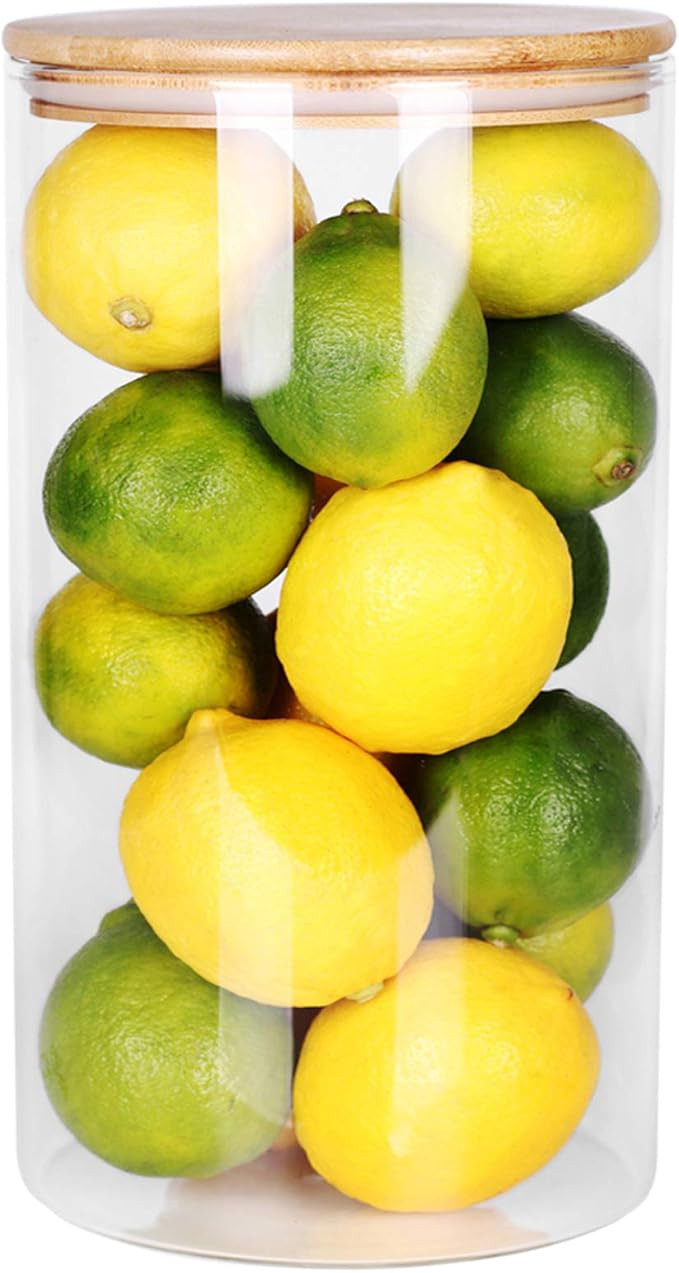 SAIOOL Glass Storage Jars 1.2 Gallon, Storage Containers with Natural Bamboo Lids, Storage Large ... | Amazon (US)