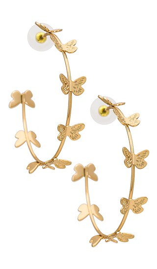 x The Montana Experience Halley Hoops in Gold | Revolve Clothing (Global)