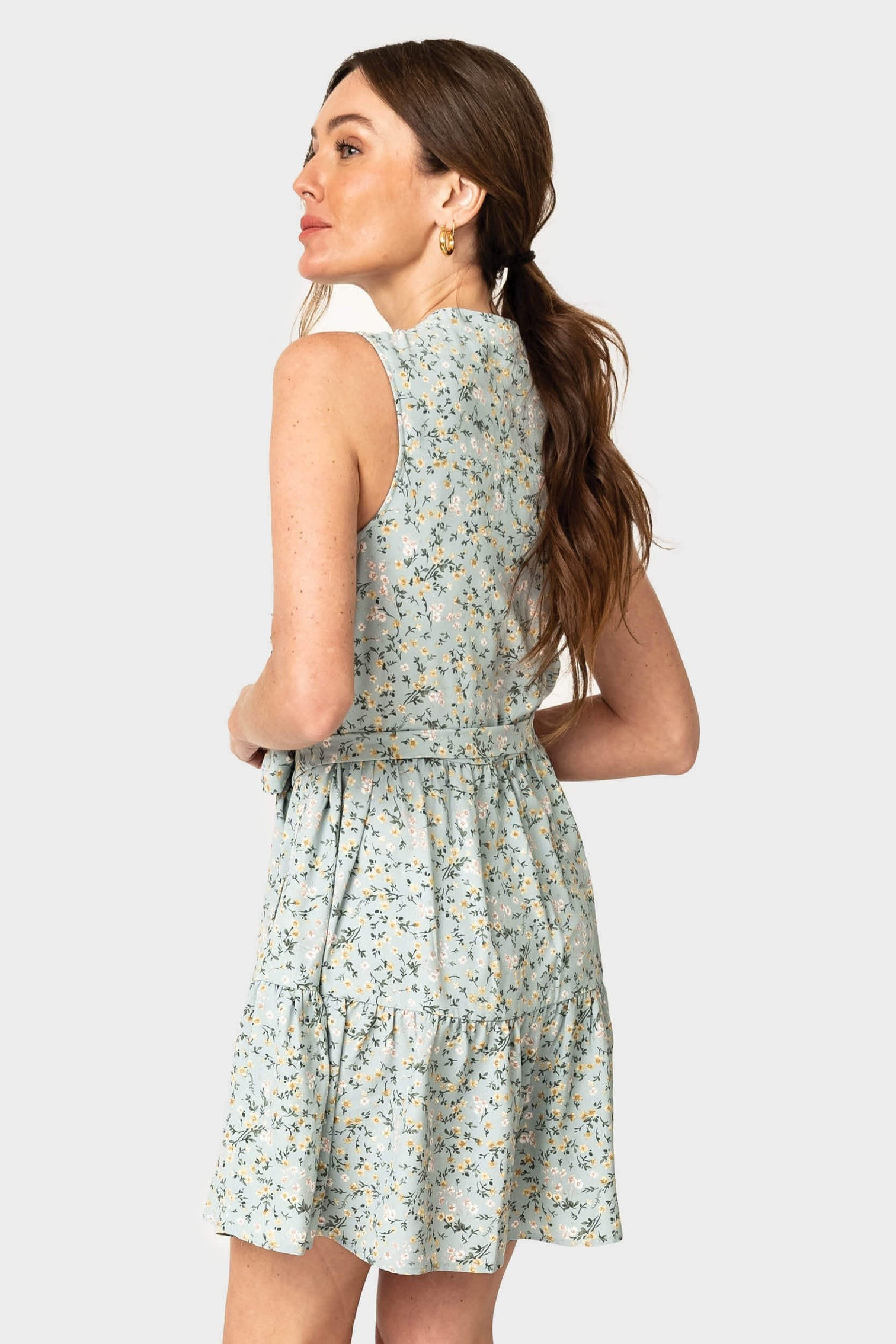 Wildflower Sleeveless Belted Tiered Dress | Gibson