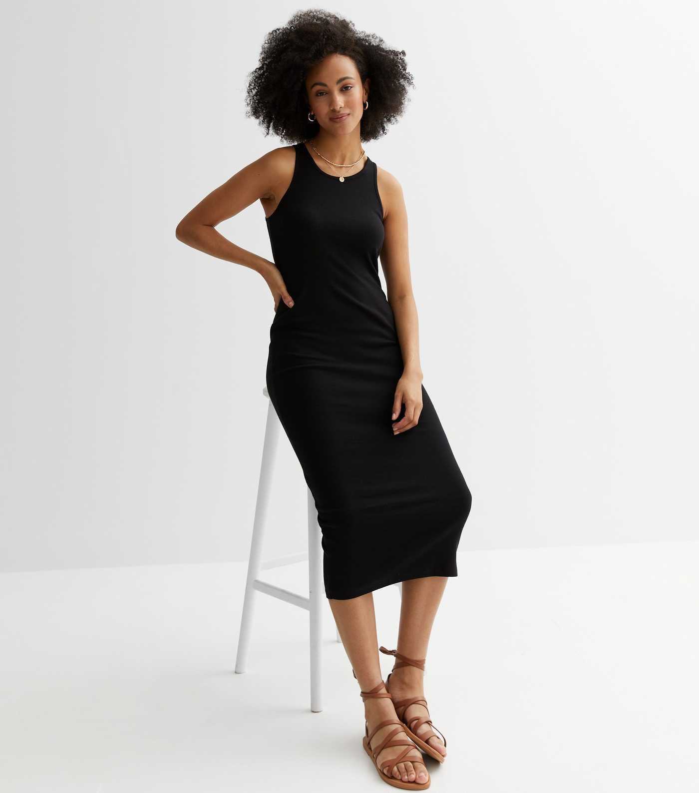 Tall Black Ribbed Racer Midi Dress
						
						Add to Saved Items
						Remove from Saved Items | New Look (UK)