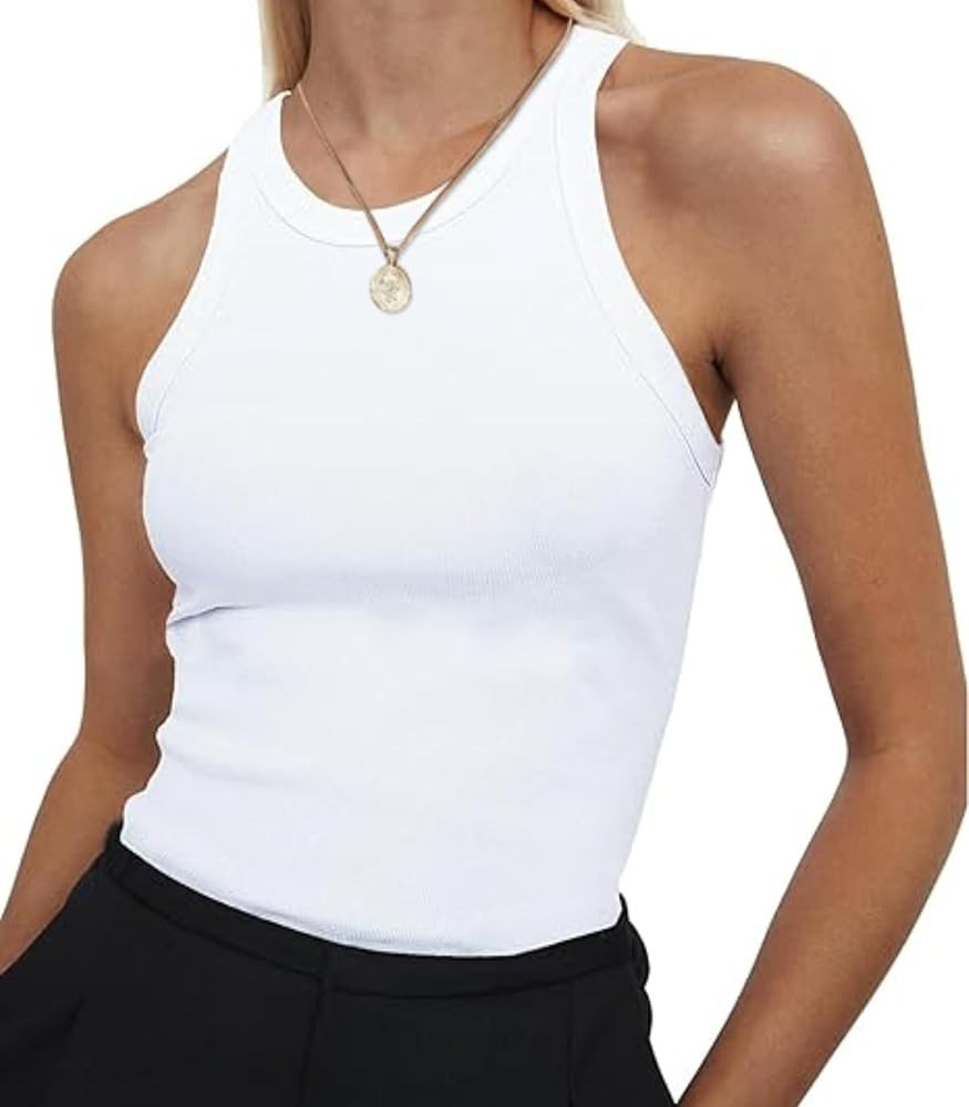 Zeagoo Womens Tank Top Racerback Crowl Neck Casual Basic Ribbed Knit Fitted Sleeveless Shirts S-X... | Amazon (US)