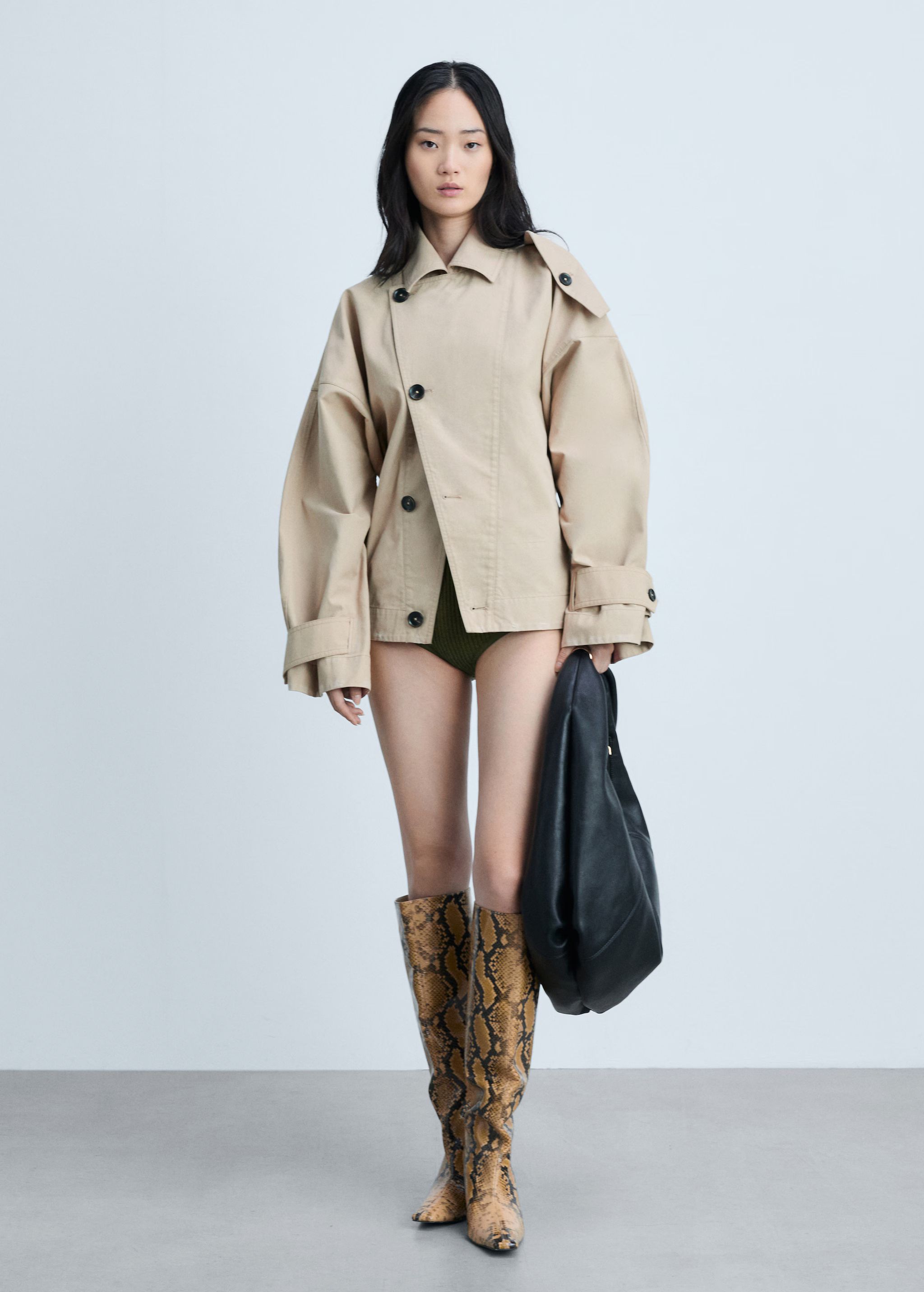 Short double-breasted trench coat - Woman | MANGO United Kingdom | MANGO (UK)