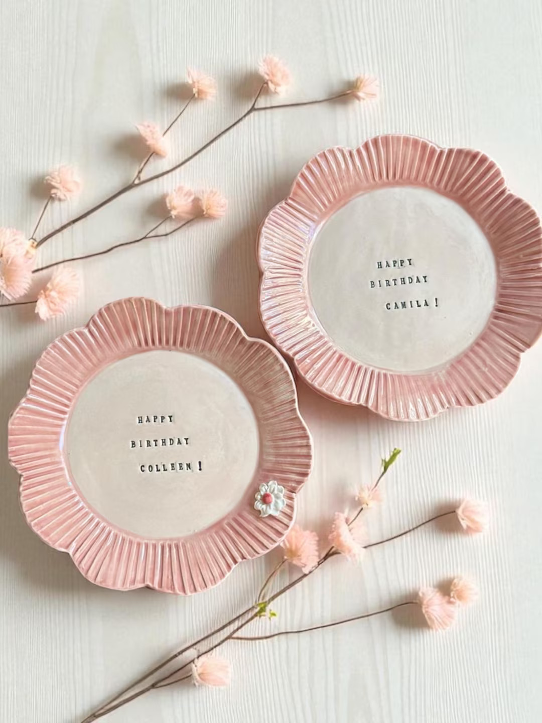 Personalized Birthday Plate Custom Name Gift for Women Kids or Baby Handmade Ceramic Plate for Si... | Etsy (US)