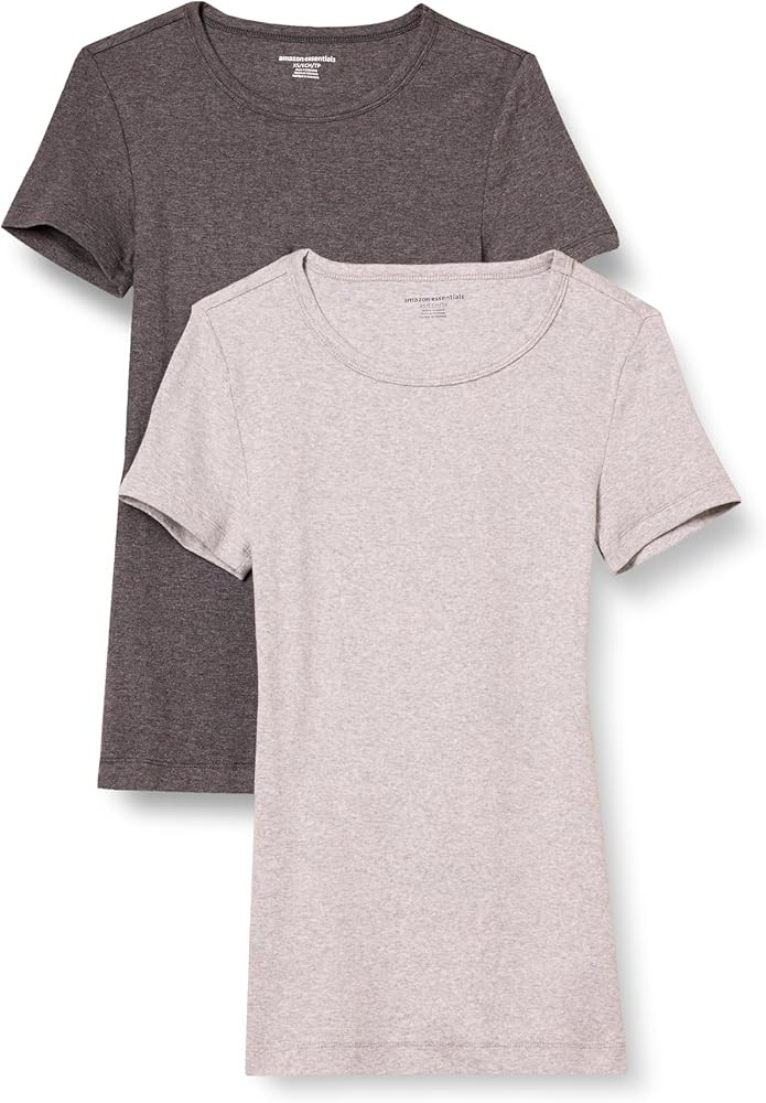 Amazon Essentials Women's Slim-Fit Short-Sleeve Crewneck T-Shirt, Pack of 2 | Amazon (US)