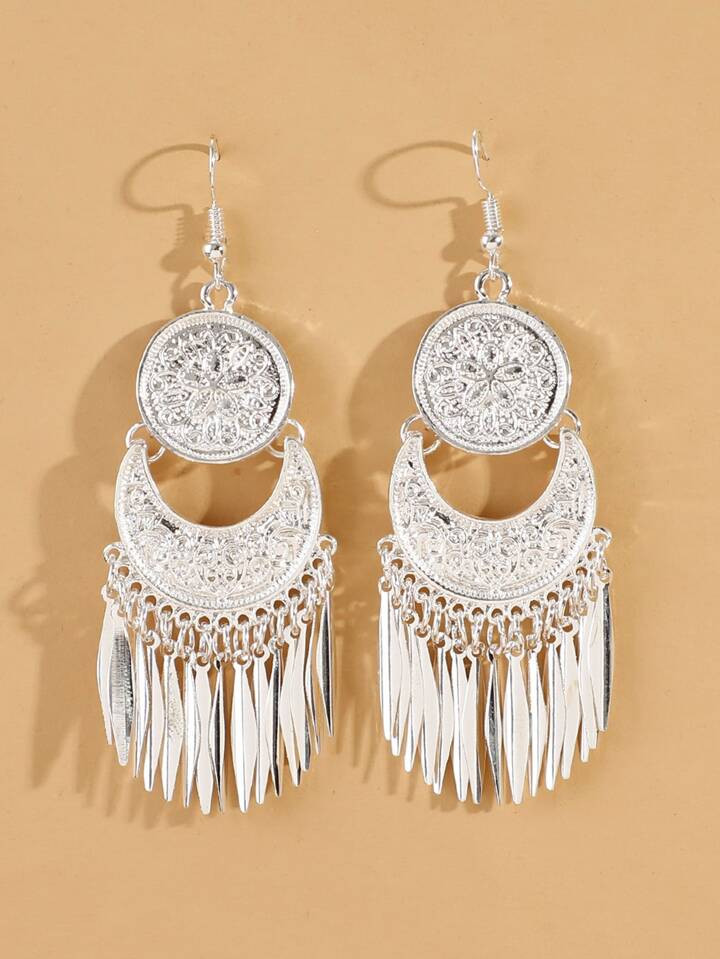 Flower & Tassel Decor Drop Earrings | SHEIN
