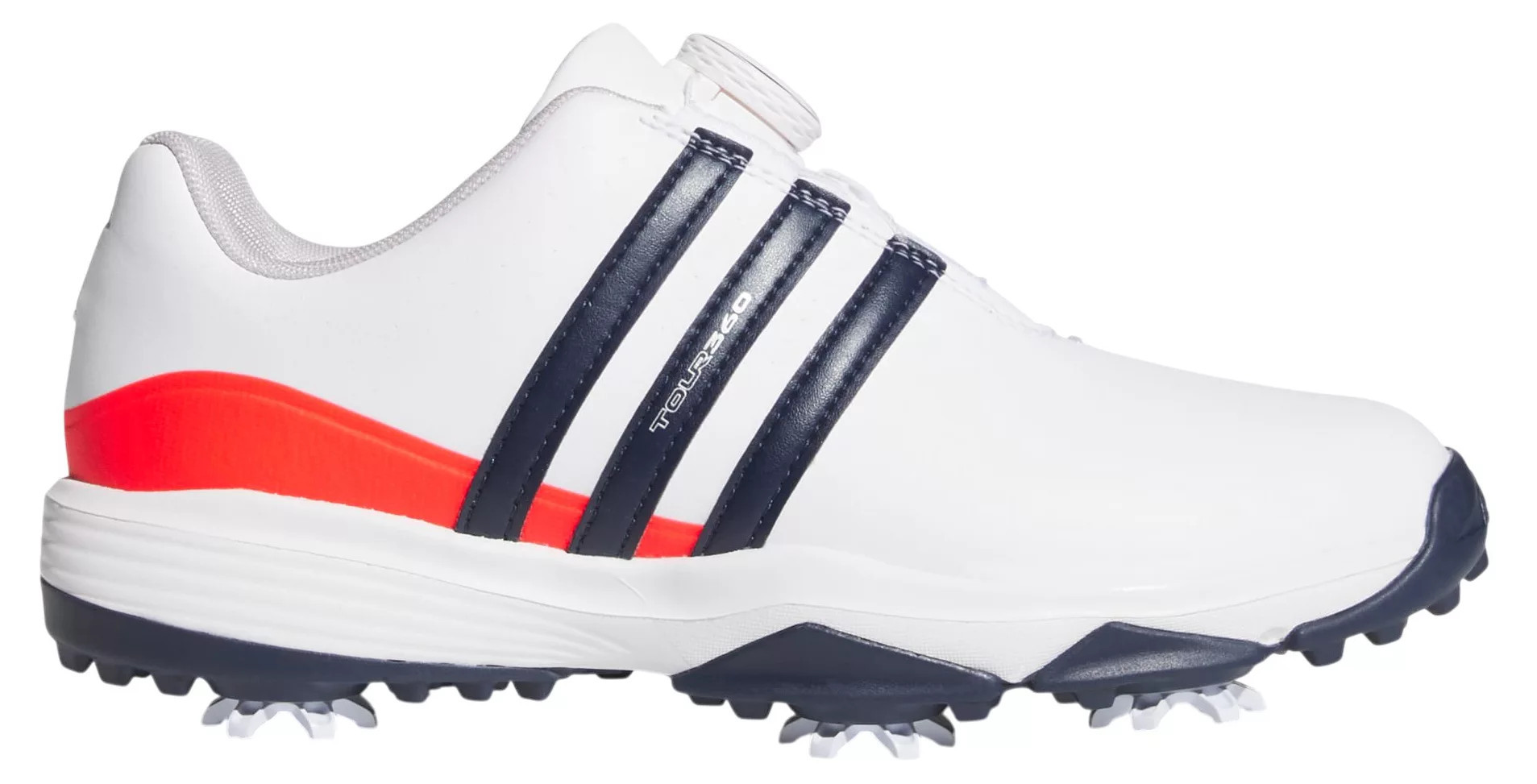 adidas Junior's Tour 360 Golf Shoes, Boys', Size 5.5, White/Navy/Red | Golf Galaxy