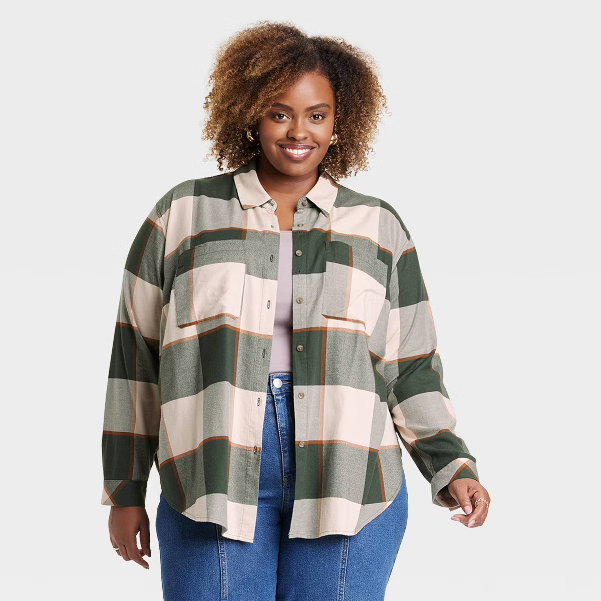 Women's Long Sleeve Flannel Button-Down Shirt - Ava & Viv™ | Target