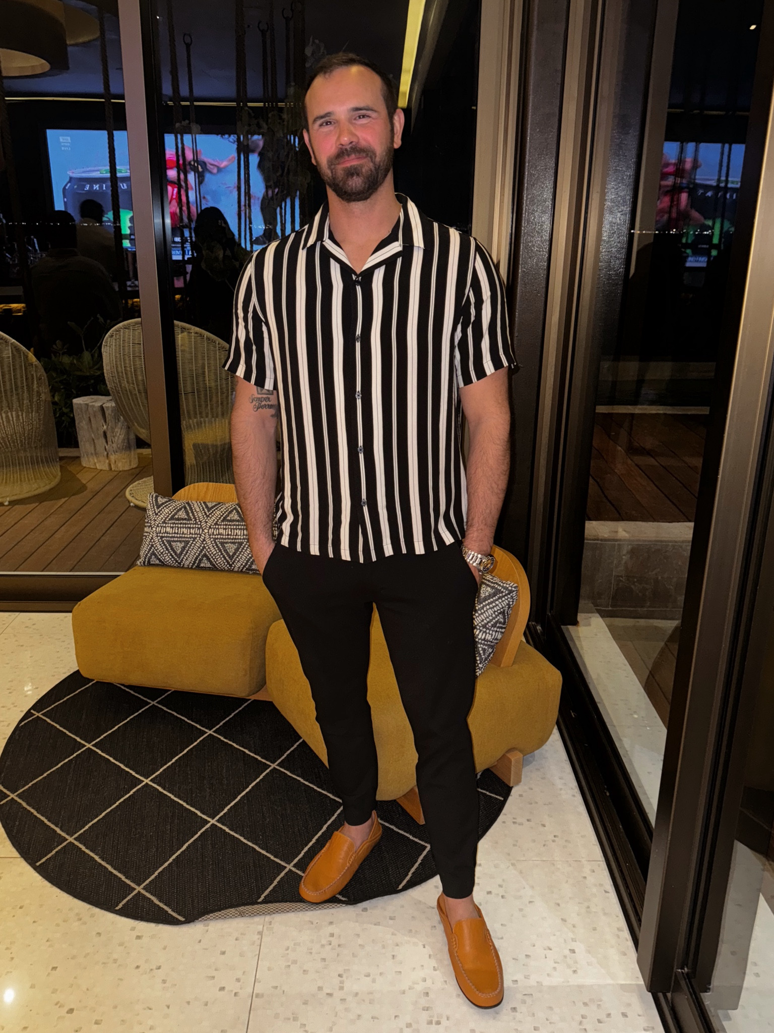 Men’s resort fashion, men’s resort outfit, men’s vacation outfit. 

Top is a large - TTS for this fitted look. 
Pants run slightly long. Very stretchy! 

#LTKstyletip #LTKSeasonal #LTKtravel