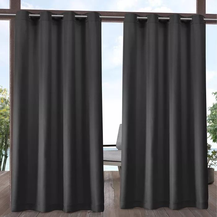 Set of 2 Outdoor Solid Cabana Grommet Top Light Filtering Curtain Panel - Exclusive Home | Target