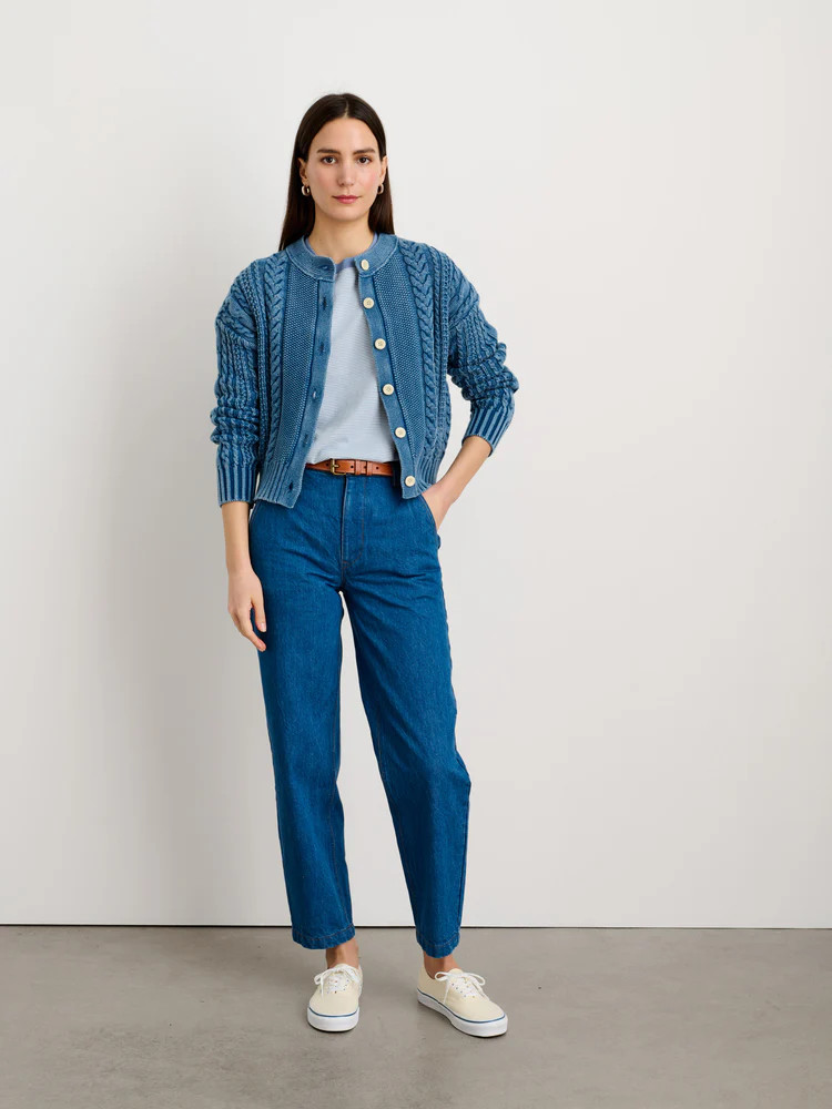 Nico Chunky Cardigan in Indigo Cable | Alex Mill