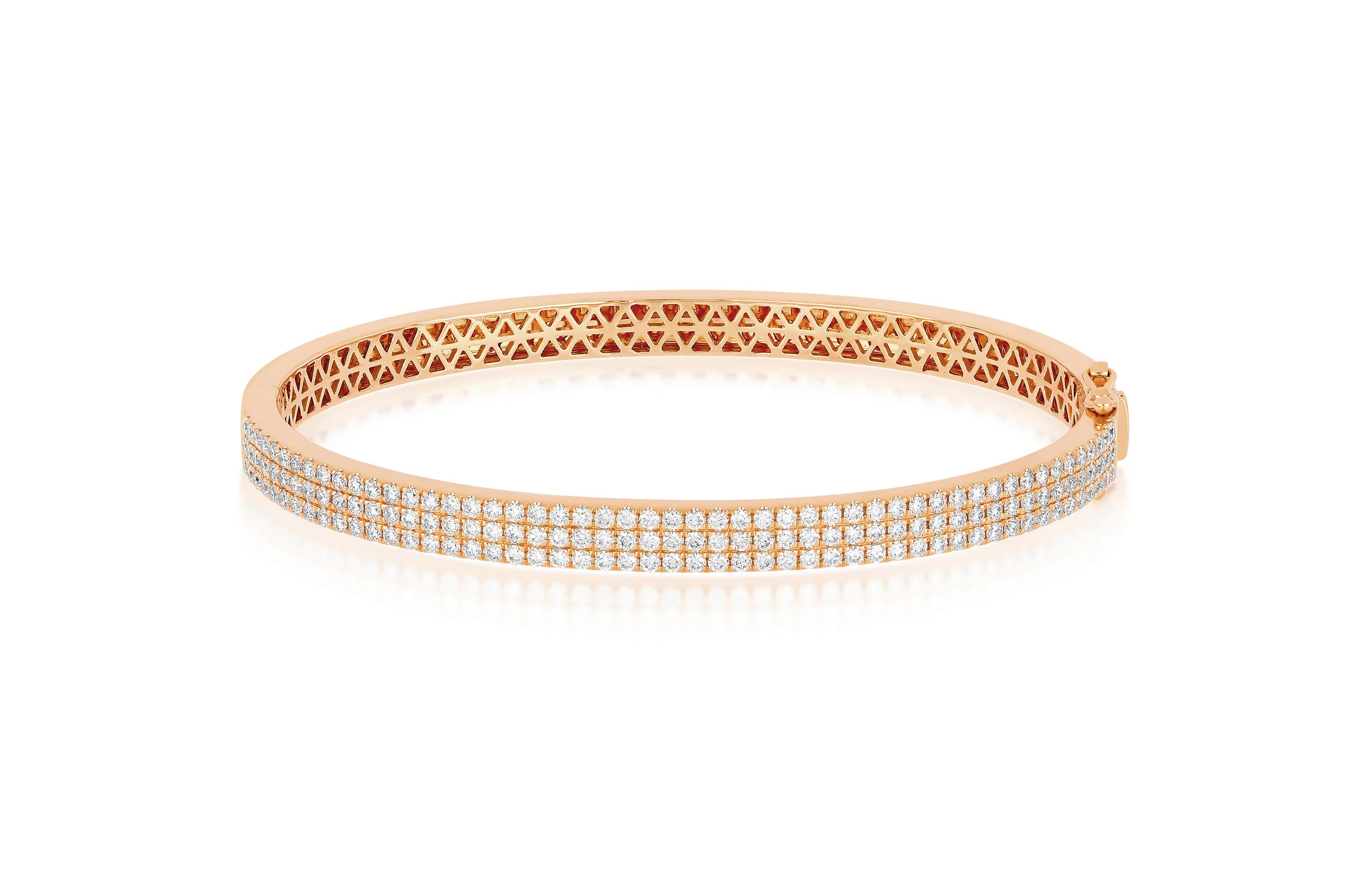 Triple Row Pavé Diamond Bangle Bracelet | EF Collection