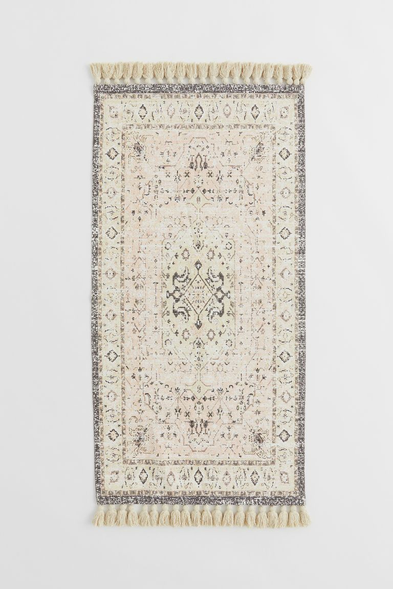 H & M - Patterned Rug with Tassels - Pink | H&M (US + CA)