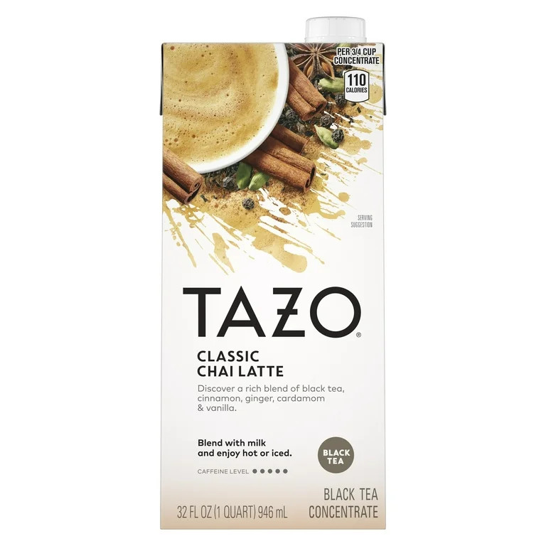 TAZO Classic Chai Latte Black Tea Concentrate, Made from Real Black Tea, 32oz Carton | Walmart (US)