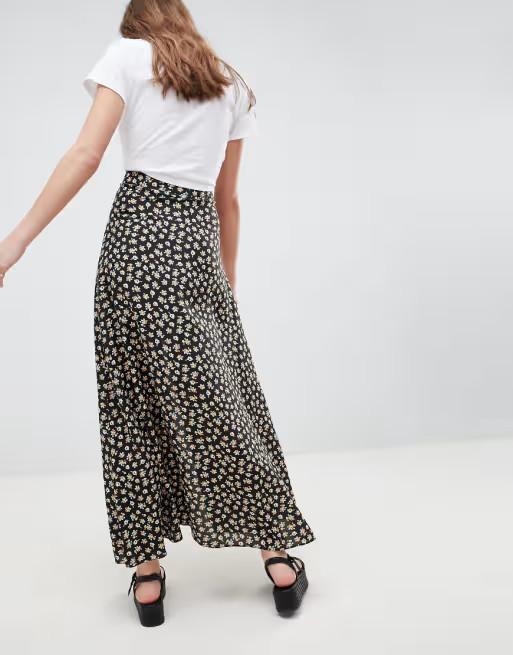 ASOS DESIGN ditsy floral button through maxi skirt | ASOS US