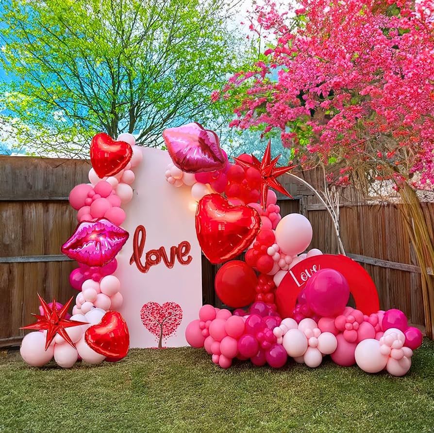 Valentines balloon garland arch Kit 115 PCS with Starburst Love letter lips heart shape balloons ... | Amazon (US)