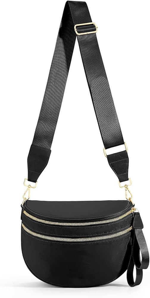 hibear Nylon Bum Bags for Women Crossbody Spacious Checkered Crossbody Bag Large fanny packs for ... | Amazon (US)