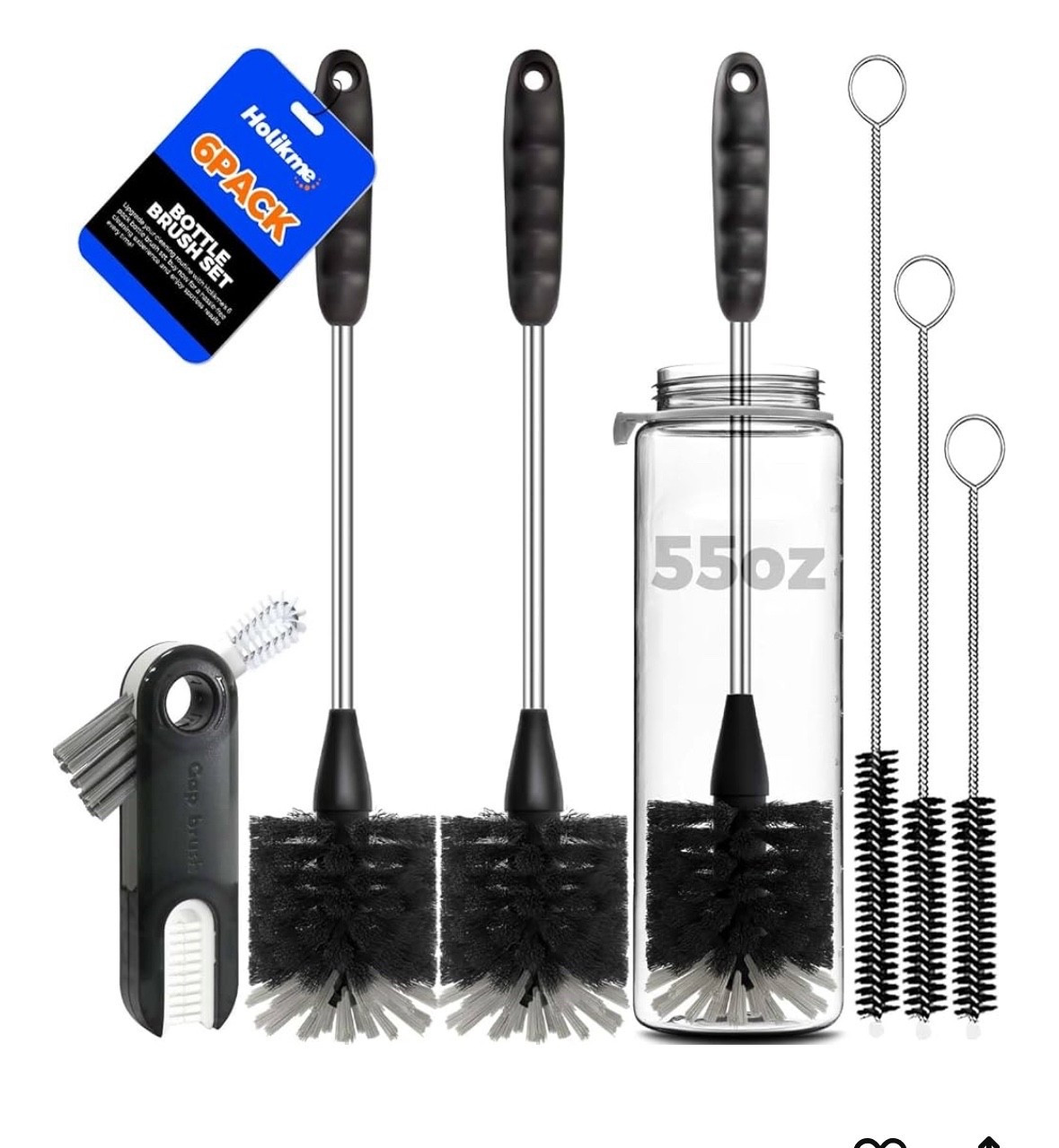 Holikme 6 Pack Bottle Brush Set, 14" Long Handle Stainless Steel Bottle Cleaner Brushes

#LTKBaby #LTKHome #LTKFindsUnder50