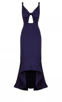 NWT $594 Shoshanna Midnight Ibiza High-Low Mermaid Gown Size 8 Petite Navy Dress | eBay US