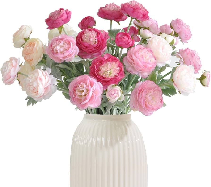 Molilito Artificial Flowers Silk Peony Pink Flowers Combo Rose Red Silk Flowers Bouquet 10Pcs 30H... | Amazon (US)