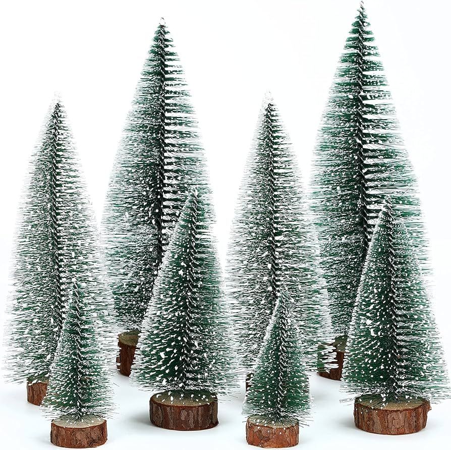 Miniature Christmas Tree Mini Pine Tree Christmas Tree Toppers Fake Trees with Wooden Bases for X... | Amazon (US)