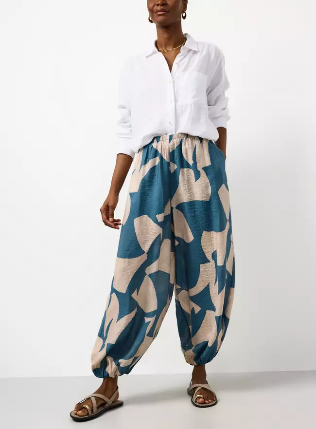 Buy Teal Nomad Print Balloon Leg Trousers 22 | Trousers | Tu | Tu Clothing