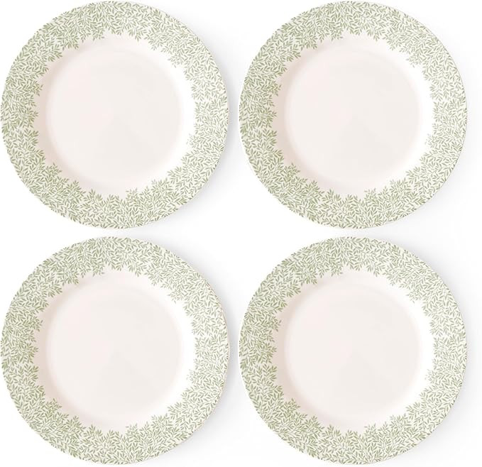 Spode Morris & Co Standen 11-Inch Dinner Plates, Set of 4 - Earthenware Dinnerware with Green Lea... | Amazon (US)