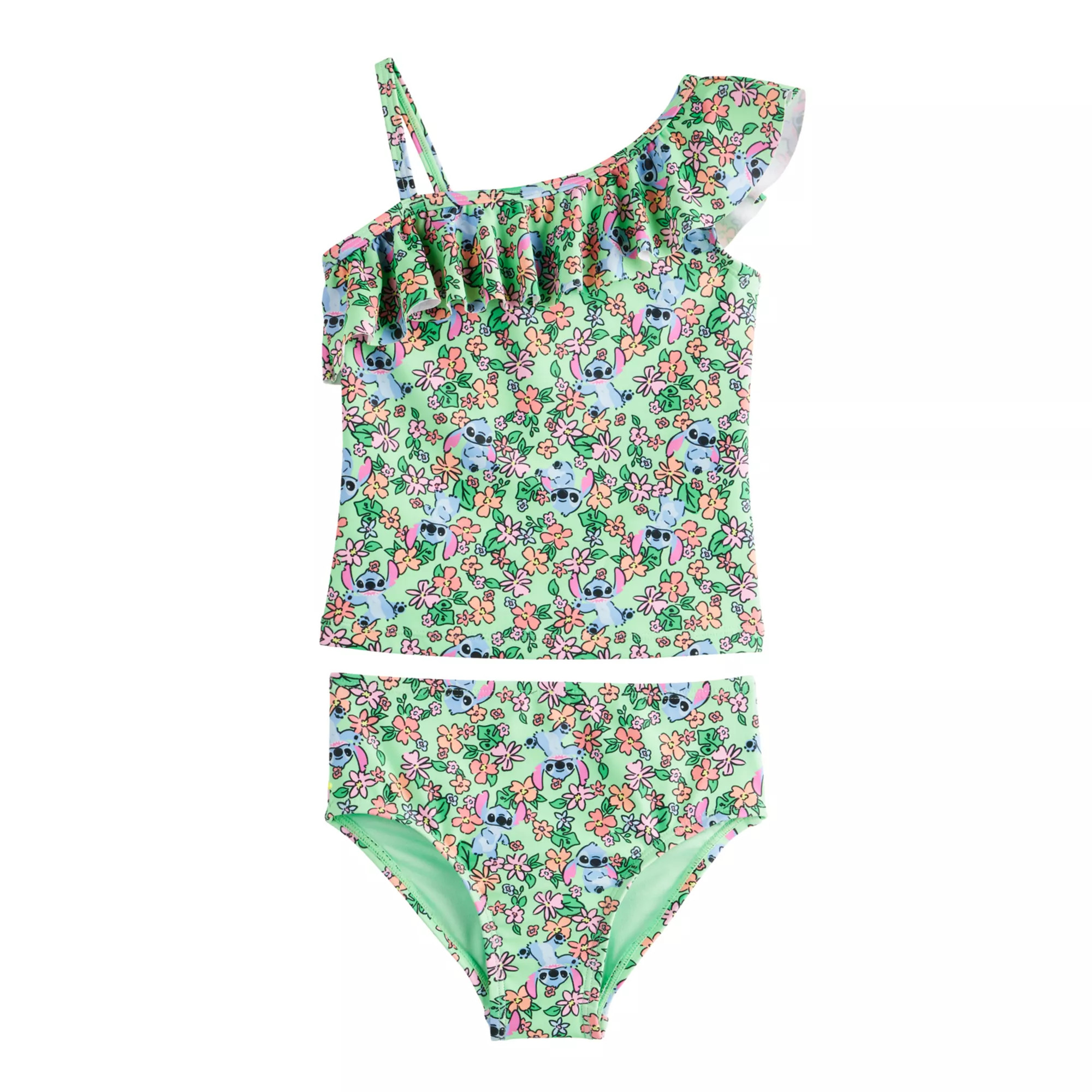 Disney's Lilo & Stitch Baby & Toddler Girl Floral One Shoulder Flutter Tankini Swim Suit by Jumpi... | Kohl's