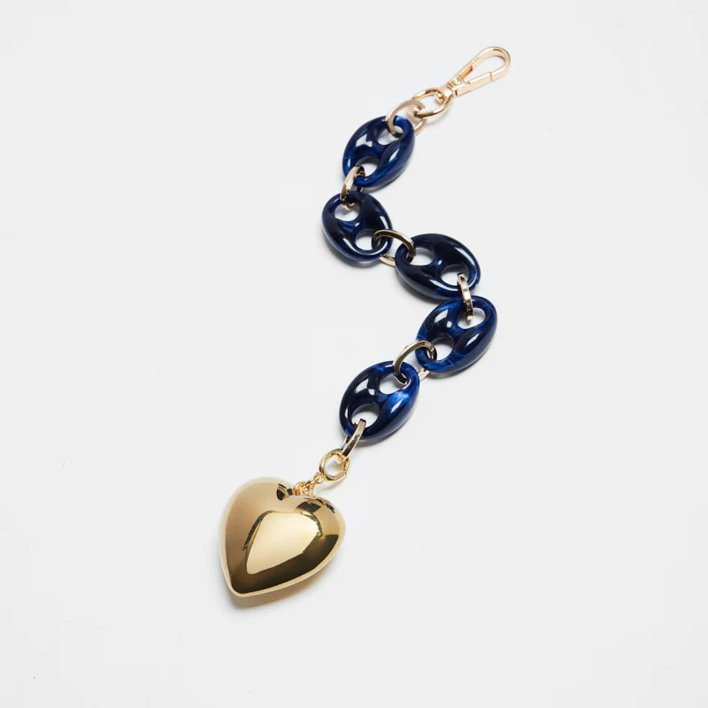Navy Big Puffy Heart Chain Bag Charm | Parker Thatch