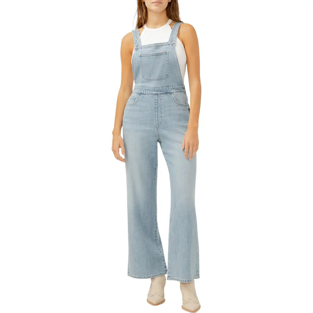 Silver Jeans Co. Wide Leg Denim Overalls in Indigo at Nordstrom, Size Large | Nordstrom