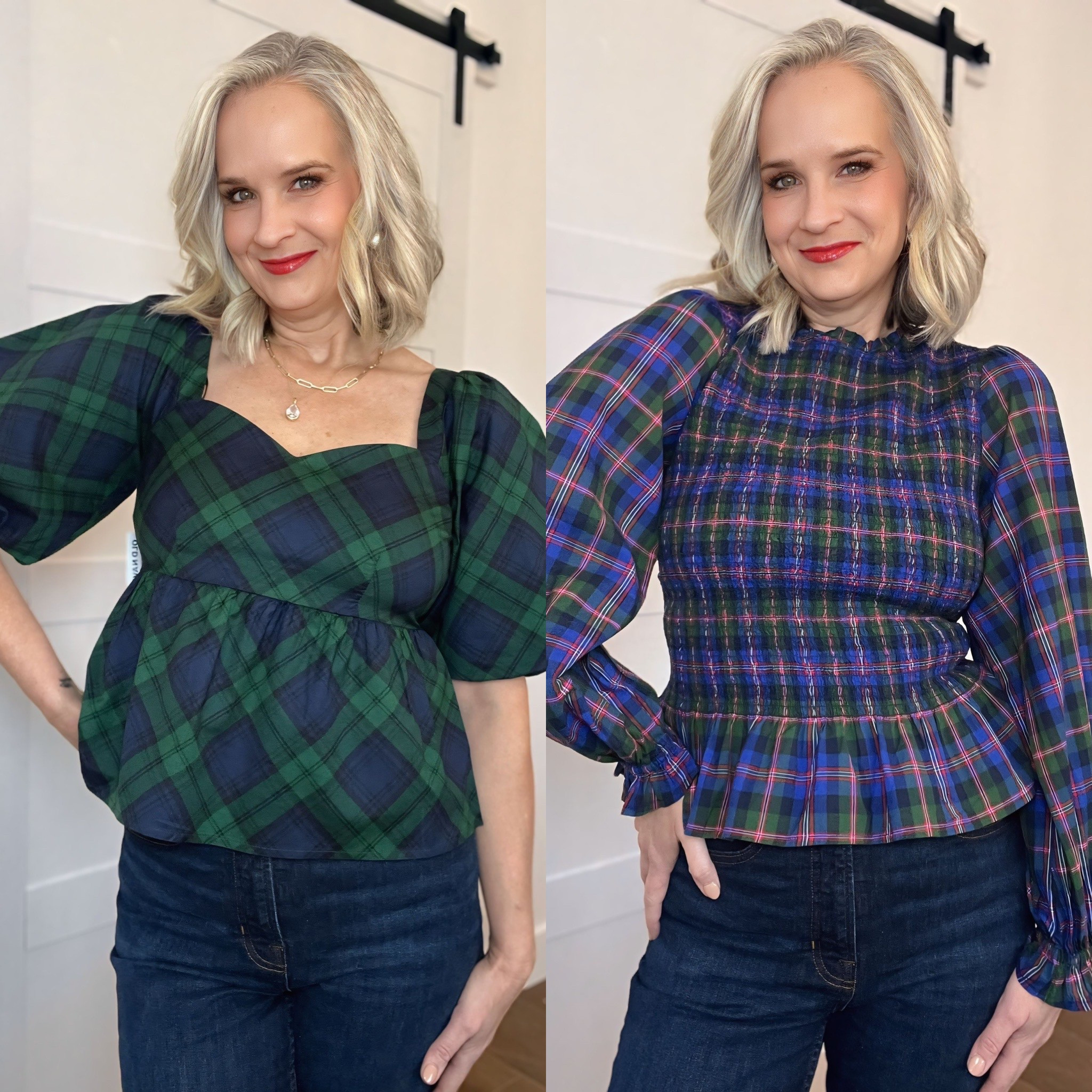 Mad for plaid? 
You need these!
Long sleeve isn’t online but is in stores!
Wearing a small 

Holiday top, sweetheart neck, no tuck top, peplum, short sleeve, puff sleeve, ruched top, long sleeve, holiday plaid, old navy

#LTKHoliday #LTKOver40 #LTKFindsUnder50