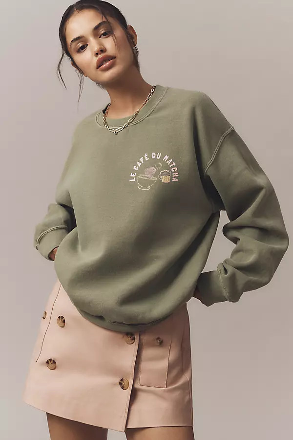 By Anthropologie Le Café du Matcha Graphic Sweatshirt | Anthropologie (US)