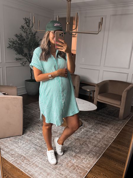 Summer shirt dress on sale at target this is bump-friendly and oversized! The trucker hat is so cute! Love this whole look with my favorite white sneakers! 



#LTKbump #LTKfindsunder50 #LTKsalealert