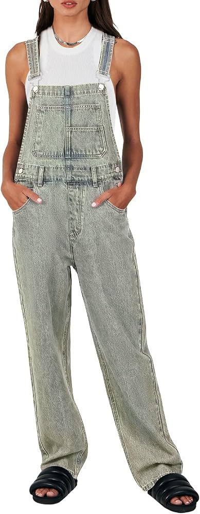 ANRABESS Women's Overalls Casual Loose Fit Adjustable Strap Denim Bib Overall Jeans Pants Jumpsui... | Amazon (US)